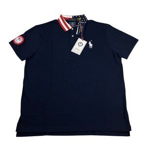 Polo Ralph Lauren Team USA Polo Shirt Paralympics 2020 Mens XL SLIM FIT Navy NWT
